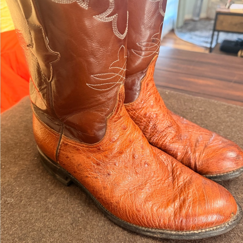 Lucchese Classics handmade tan ostrich boots 10D - Picture 4 of 10